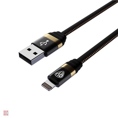 Кабель для зарядки Элегант iP, 1м, 2.4А, тканевая оплётка, черный