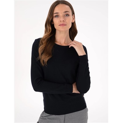 Navy Blue Slim Fit Basic Sweater