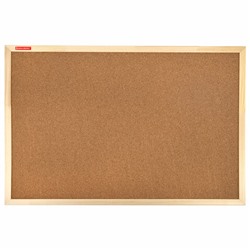 Доска пробковая для объявлений 60х90 см, деревянная рамка, BRAUBERG Wood, 238311