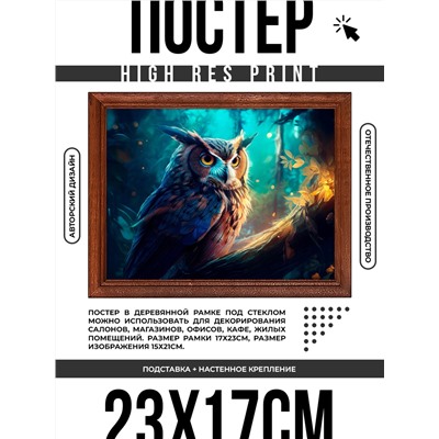 POSG-0292 Постер в рамке 23x17см Сова в лесу