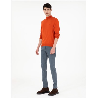 Оранжевый Slim Fit Half Fisherman воротник базовый вязаный свитер