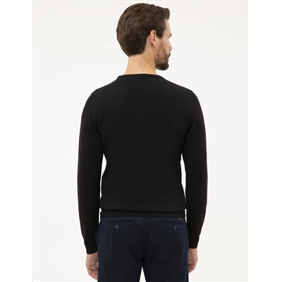Black Slim Fit Bike Neck Basic вязаный свитер