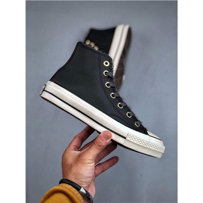 Новый зимний стиль с золотой пряжкой из кожи и меха версия Convers*e CHUCK 70 plus