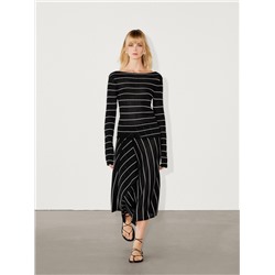 Striped knit co-ord skirt with tie