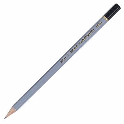Карандаш чернографитный KOH-I-NOOR 1860, 1 шт., 2B, корпус серый, 186002B00104