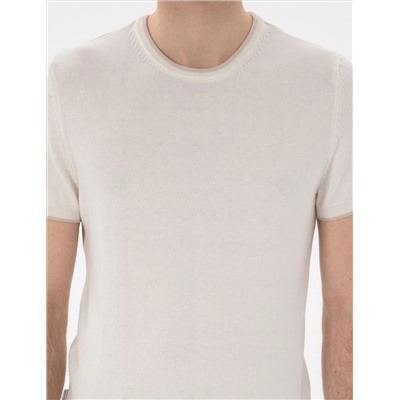 Ekru Slim Fit Bike Yaka Triko T -For
