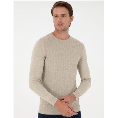 Свитер велосипедного воротника Sand Melanj Slim Fit