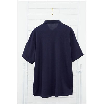 Navy Blue Rated Fit Fit Rothereve Summer Cottage вязание рубашки большого размера TMNSS24AX00014
