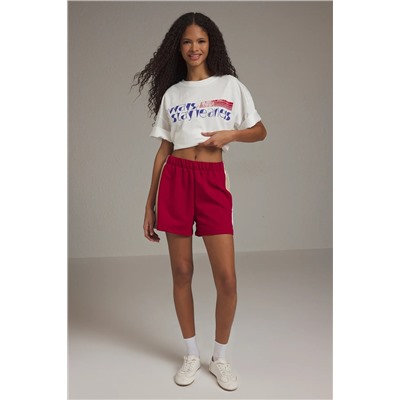 Burgundy Color Block Mini Shorts & Bermuda Twoss25sr00063