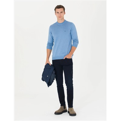 Blue Melanj Slim Fit Half Fisherman воротник основной трикотаж казах