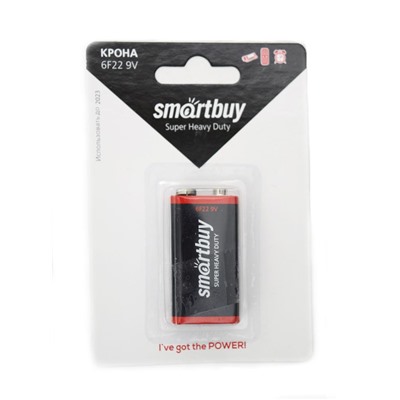 Батарейка Smartbuy 6F22 BL-1 /уп 12/240/ крона