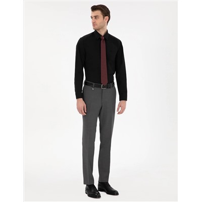 Black Slim Fit Basic рубашка с длинным рукавом