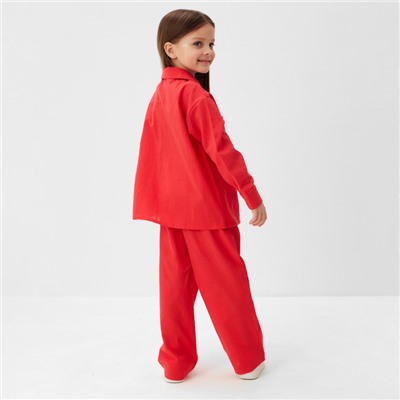 Костюм (рубашка и брюки) детский KAFTAN "Лен", размер 34 (122-128 см), красный
