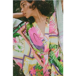 KIMONO SATINADO ESTAMPADO TROPICAL