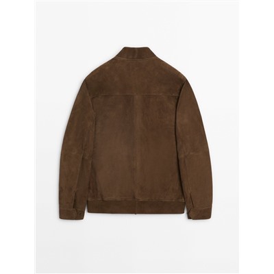 Chaqueta bomber piel ante bolsillos