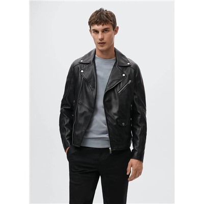 Chaqueta biker piel -  Hombre | MANGO OUTLET España