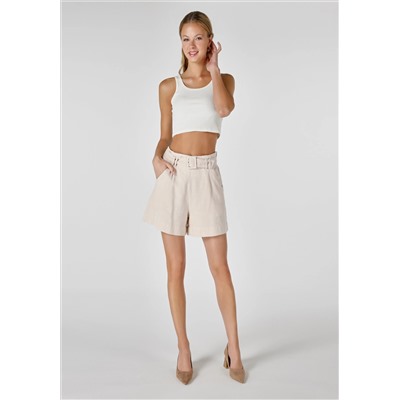 Регулярная подсадка Yüksel Bel Woman Beige Shorts