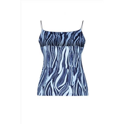 Blue Best Pattern The Clook Cront Blought Blouse TBBSS23AF00010