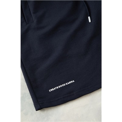 Navy Blue негабаритный/широкий вырезка для печати футболка для печати, набор спортивных костюмов TMNS25TS2038