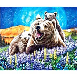 Алмазная мозаика/ подрамник/ полная выкладка/ круглые стразы/ 30х30см/ арт.GLC51462 МЕДВЕДИ