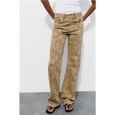JEANS TRF WIDE LEG TIRO MEDIO ESTAMPADO ANIMAL