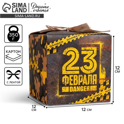 Коробка подарочная складная, упаковка, «С 23 февраля!», 12 х 12 х 12 см