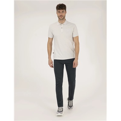 Светло -серого Slim Fit Polo Yaka Basic T -For