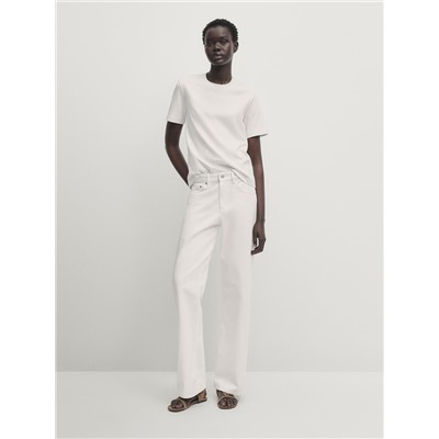 Jeans tiro medio wide leg full length