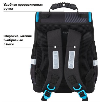 Ранец ЮНЛАНДИЯ WISE, 1 отделение, 3 кармана, устойчивое дно, "Sport game", 37x29х15 см, 272072