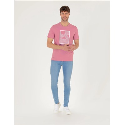 Pink Slim Fit Printed Bike Tomker T -For