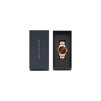 Reloj de cuarzo de acero y chapado en oro rosa Link Amber 32