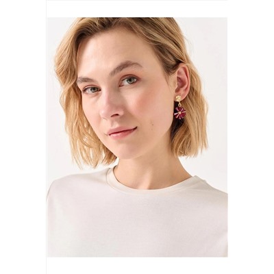 Серьги-подвески с красным цветком 23SX810020