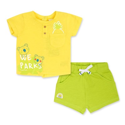 Conjunto camiseta + bermuda Sunday - 100% algodón - amarillo y verde