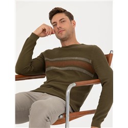 Темный хаки Slim Fit Bicycle Yaka Knitwear Свитер