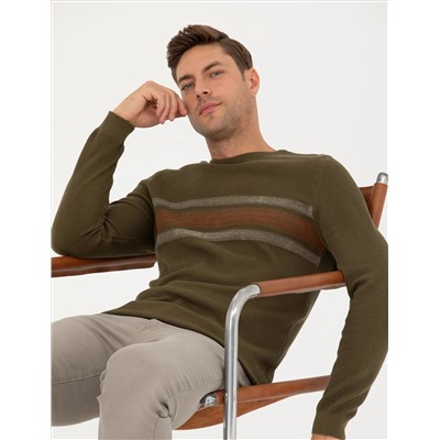 Темный хаки Slim Fit Bicycle Yaka Knitwear Свитер