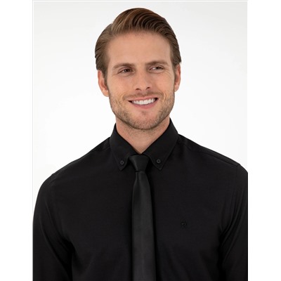 Black Slim Fit рубашка с длинным рукавом