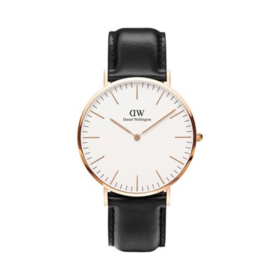 Reloj de cuarzo de piel y chapado en oro rosa Sheffield