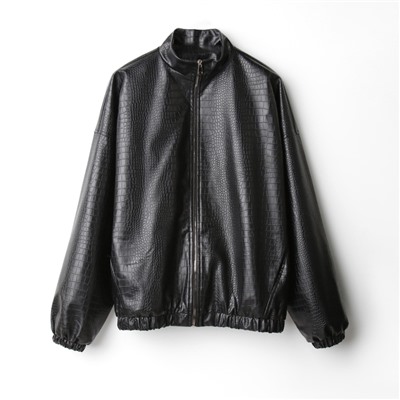 Жакет женский демисезонный MINAKU: Eco leather, чёрный, размер 46