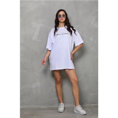 Футболка Oversize с круглым вырезом унисекс с принтом - белый