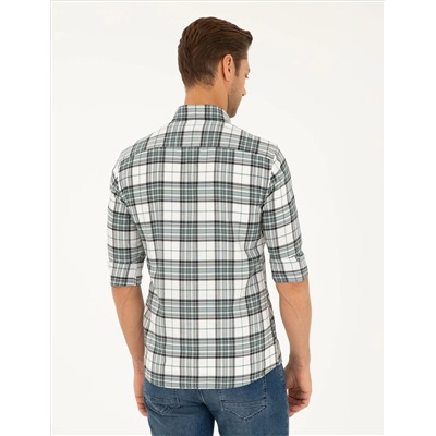 Вода зеленый экозе Slim Fit рубашка с длинным рукавом
