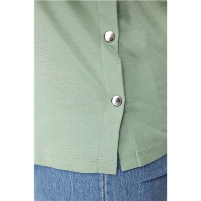 Mint Green Boyfry Fit Side на стороне по-прежнему на 100 %хлопчатобумажную вязание футболка с большим размером TBBSS24BF00000