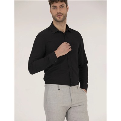 Black Slim Fit Oxford рубашка