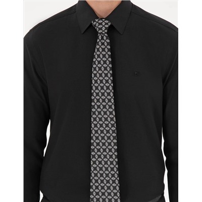 Black Slim Fit Basic рубашка с длинным рукавом
