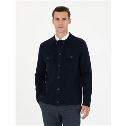 Темно -синий Melanj Slim Fit Button Kintwear Cardigan