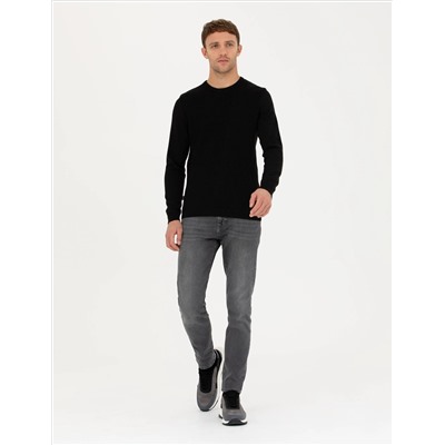 Black Slim Fit Bike Yaka Knitwear свитер