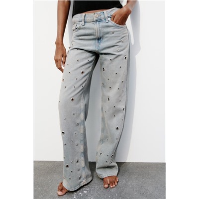 JEANS TRF ARANDELAS TIRO ALTO