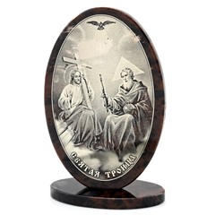 Икона из обсидиана "Святая Троица" выс. 10см (овал)