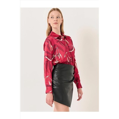 Черная асимметричная мини-юбка узкого кроя из кожи 23WF055003