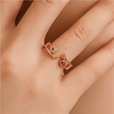 1L0069 Безразмерное кольцо LOVE со стразами, 7мм