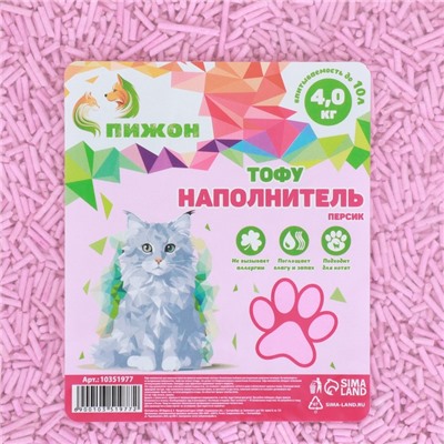 Наполнитель тофу, "Пижон" персик  4 кг  впитываемость  до  10 л